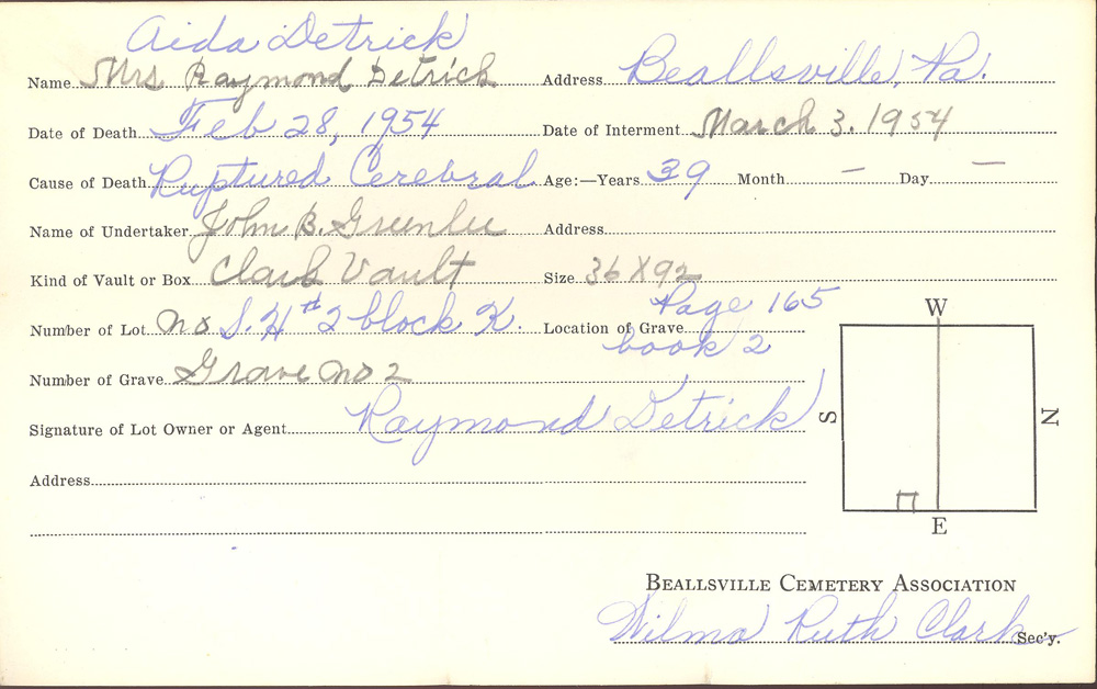 burial card